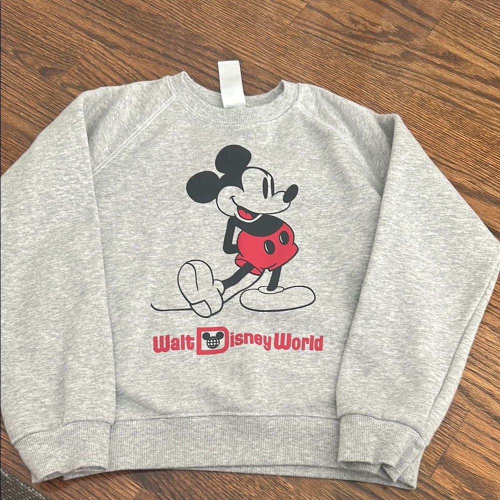 Disney Gray unisex Sweatshirt with Mickey Mouse and Red Accents